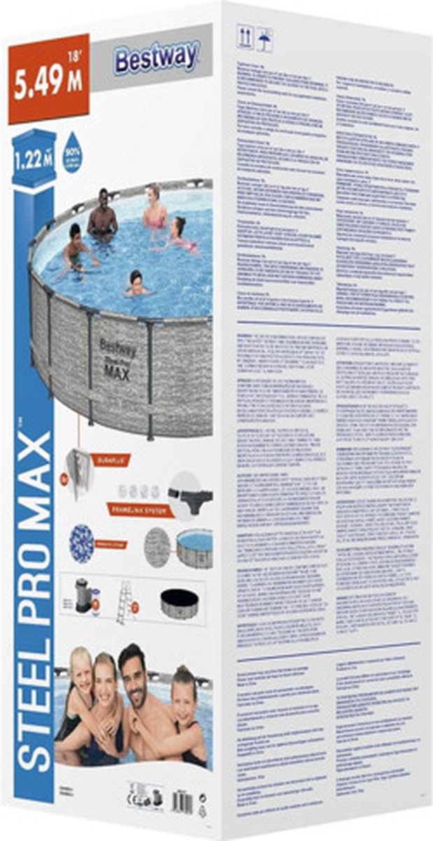 Bestway - Steel Pro MAX - Opzetzwembad inclusief filterpomp - 549x122 cm - Steenprint - Rond — afbeelding 10