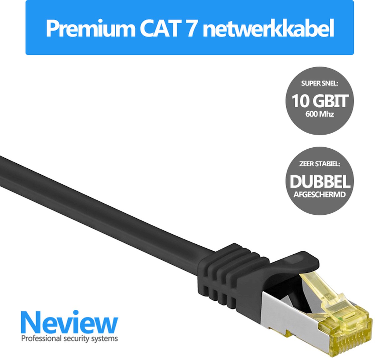 Image of Neview - Cat 7 S/FTP netwerkkabel - 100% koper - 25 meter - Zwart - Dubbele afscherming - Cat 7 Internetkabel