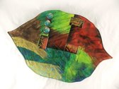 Glazen schaal - bladvorm schaal - decoratief glaswerk - Artwork - 57 x 35 cm
