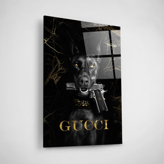 Artevue - Schilderij - Gucci hond Plexiglas met luxe ophangsysteem - Top Kwaliteit - 40 x 60 cm