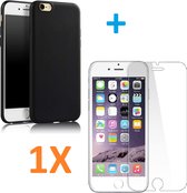 Soft TPU Zwart hoesje Silicone Case + 1 stuk Glas Screenprotector -  Geschikt voor: iPhone 7 Plus / 8 Plus