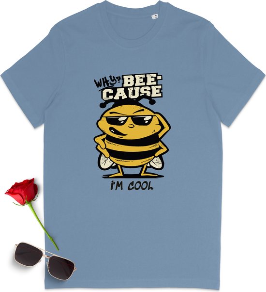 Heren T Shirt 'Bee' Cool - Blauw -  Maat L