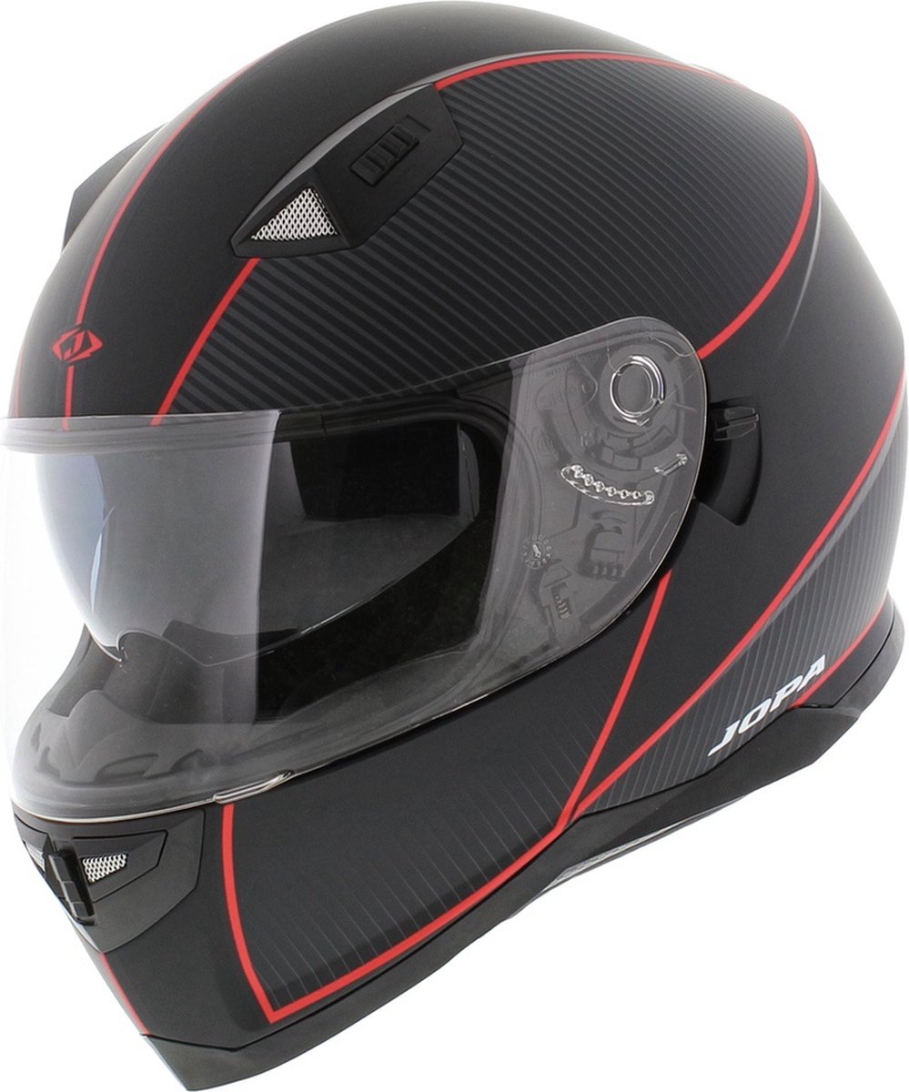 Jopa Sonic integraal helm mat zwart rood met zonnevizier XL 60-61 cm