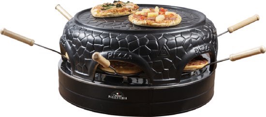 Emerio Pizzaoven, plaat van vuurvaste steen, bakt pizza in korte tijd (ook voor TK pizza), diameter 31,5 cm, 1200 watt, timer, BPA-vrij, pizzaschep van roestvrij staal, PM-129032.2, zwart
