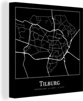 Canvas Schilderij Stadskaart - Tilburg - Plattegrond - Kaart - 20x20 cm - Wanddecoratie