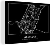 Canvas Schilderij Alkmaar - Plattegrond - Kaart - Stadskaart - 80x60 cm - Wanddecoratie