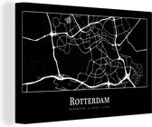 Canvas Schilderij Rotterdam - Kaart - Stadskaart - Plattegrond - 60x40 cm - Wanddecoratie