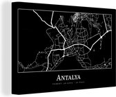 Canvas Schilderij Plattegrond - Kaart - Antalya - Stadskaart - 120x80 cm - Wanddecoratie