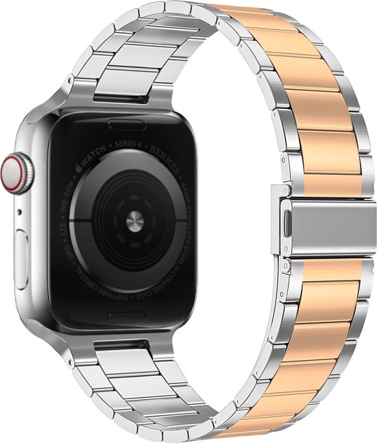 Convient pour bracelet Apple Watch - By Qubix - Bracelet à maillons en acier  - Argent