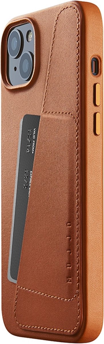 Mujjo - Full Leather Wallet geschikt voor iPhone 14 Plus - bruin