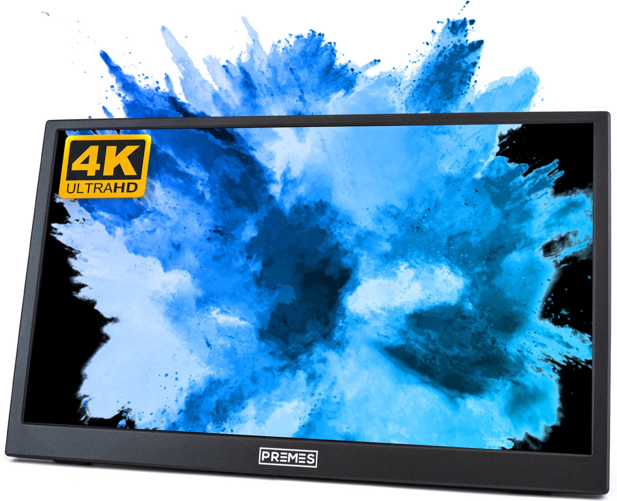 Premes Draagbare Monitor - Portoble monitor - 4K ULTRA HD - 15.6 Inch - Inclusief Hoes & Standaard in 1 Draagbare Monitor - USB-C & HDMI - Ingebouwde Speakers - Gaming Monitor - Gaming PC - Cadeau Voor Man - Vrouw
