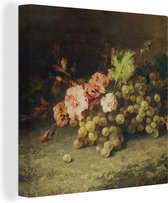 Canvas - Schilderij Fruit - Stilleven met druiven - Oude meesters - 50x50 cm - Wanddecoratie - Slaapkamer