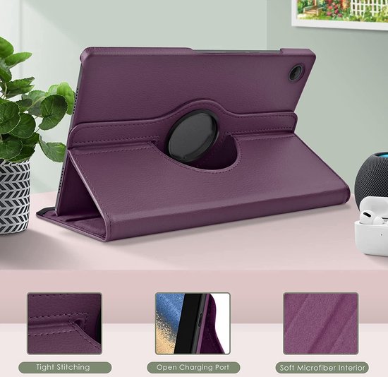 Coque Samsung Galaxy Tab A8 – Coque Samsung Tab A8 – Coque Galaxy Tab A8 – Coque Samsung Galaxy Tab A8 2022 – Étui rotatif pour tablette – Violet