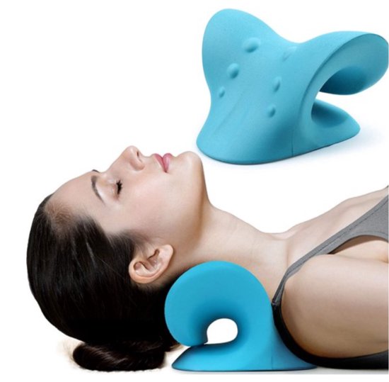 Foto: Nekstretcher blauw nekkussen acupunctuur nek massage soepel kussen postuur corrector nek stretcher