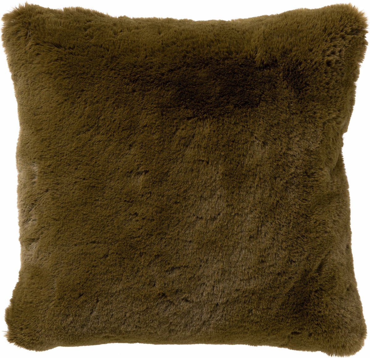 Dutch Decor ZAYA - Sierkussen 45x45 cm - bontlook - effen kleur - Military Olive - groen - Inclusief binnenkussen - Luxe kussens voor woonkamer & bank Olijfgroen