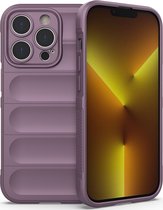 Mobigear Hoesje geschikt voor Apple iPhone 14 Pro Telefoonhoesje Flexibel TPU | Mobigear Bumpy Backcover | iPhone 14 Pro Case | Back Cover - Paars