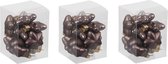 36x Sterretjes kersthangers/kerstballen donkerbruin (chestnut) van glas - 4 cm - mat/glans - Kerstboomversiering