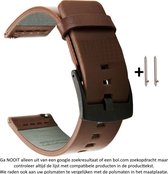 Bruin kunstleren sporthorlogebandje voor bepaalde 20mm smartwatches van verschillende bekende merken (zie lijst met compatibele modellen in producttekst) - Maat: zie foto – 20 mm brown eco leather smartwatch strap - Horloge - Leder - PU Leer