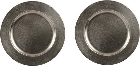 4 ronde roestvrijstalen borden, 26 cm, roestvrij staal, serveerborden