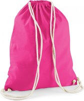 Sporten/zwemmen/festival gymtas fuchsia roze met rijgkoord 46 x 37 cm van 100% katoen - Kinder sporttasjes