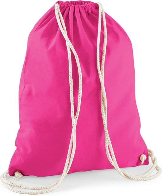 Sac de sport/natation/festival rose fuchsia avec cordon de serrage 46 x 37 cm en 100% coton - Sacs de sport Kinder