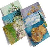 Wenskaarten set Van Gogh - 12 dubbele kaarten met enveloppen - zonder boodschap - Extra stevige kaarten met glanslaminaat