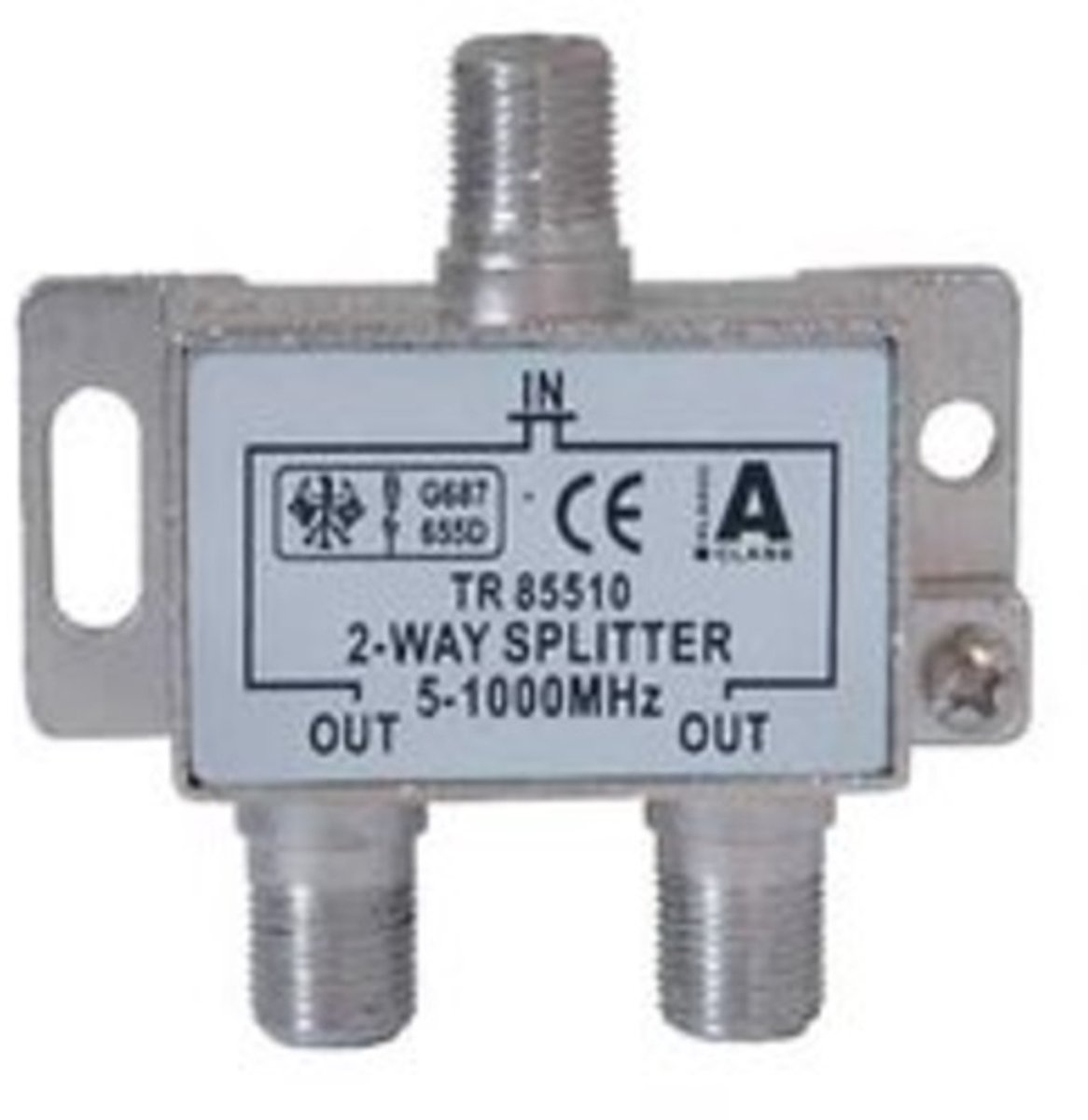 F splitter met 2 uitgangen / 5-1000 MHz