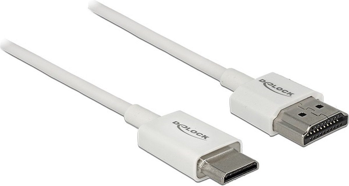 Dunne Premium Mini HDMI - HDMI kabel - versie 2.0 (4K 60Hz) / wit - 1 meter