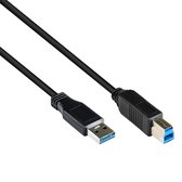 USB-A naar USB-B kabel - USB3.0 - tot 0,9A / zwart - 0,50 meter