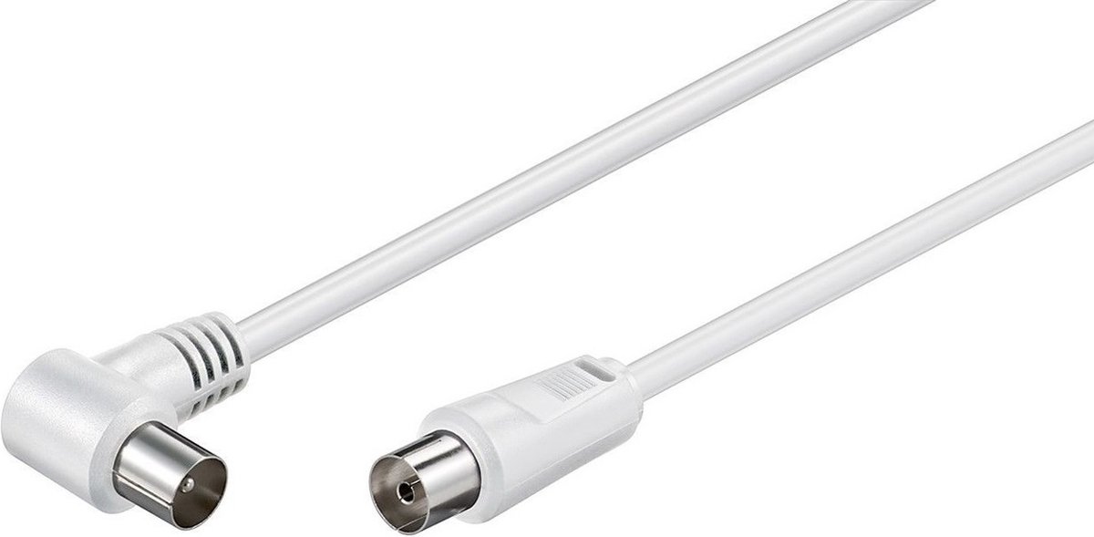 IEC (m) haaks - IEC (v) recht coaxkabel - wit - 10 meter