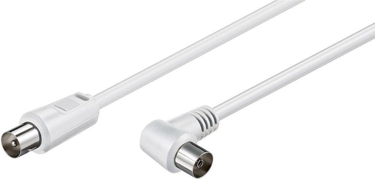 IEC (m) recht - IEC (v) haaks coaxkabel - wit - 2,5 meter