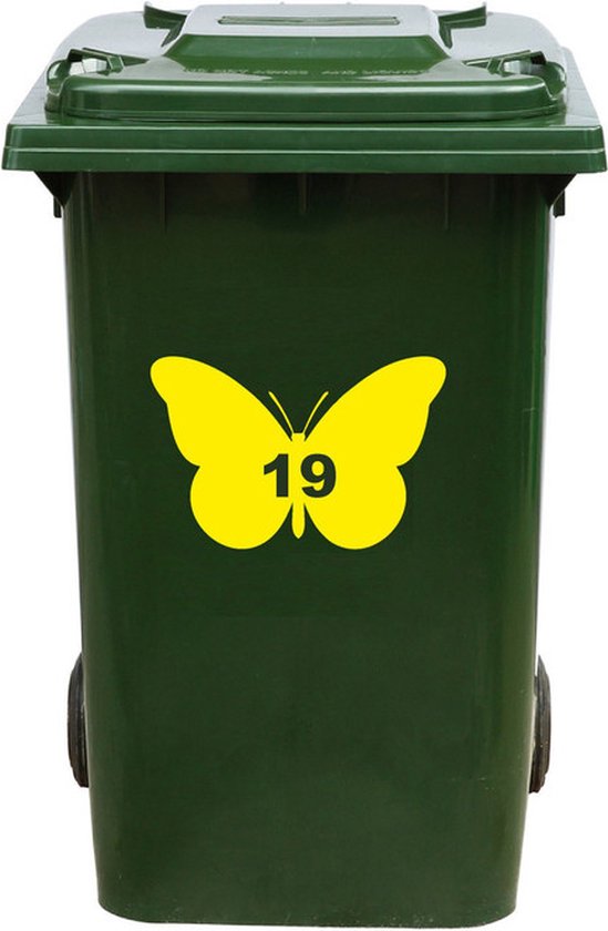 Kliko Sticker / Sticker poubelle - Papillon - Numéro 19 - 14x21 - Jaune