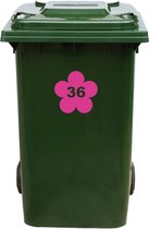 Kliko Sticker / Vuilnisbak Sticker - Bloem - Nummer 36 - 17x16,5 - Roze