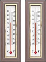 Set de 2x thermomètres classiques pour intérieur et extérieur marron foncé 16 cm