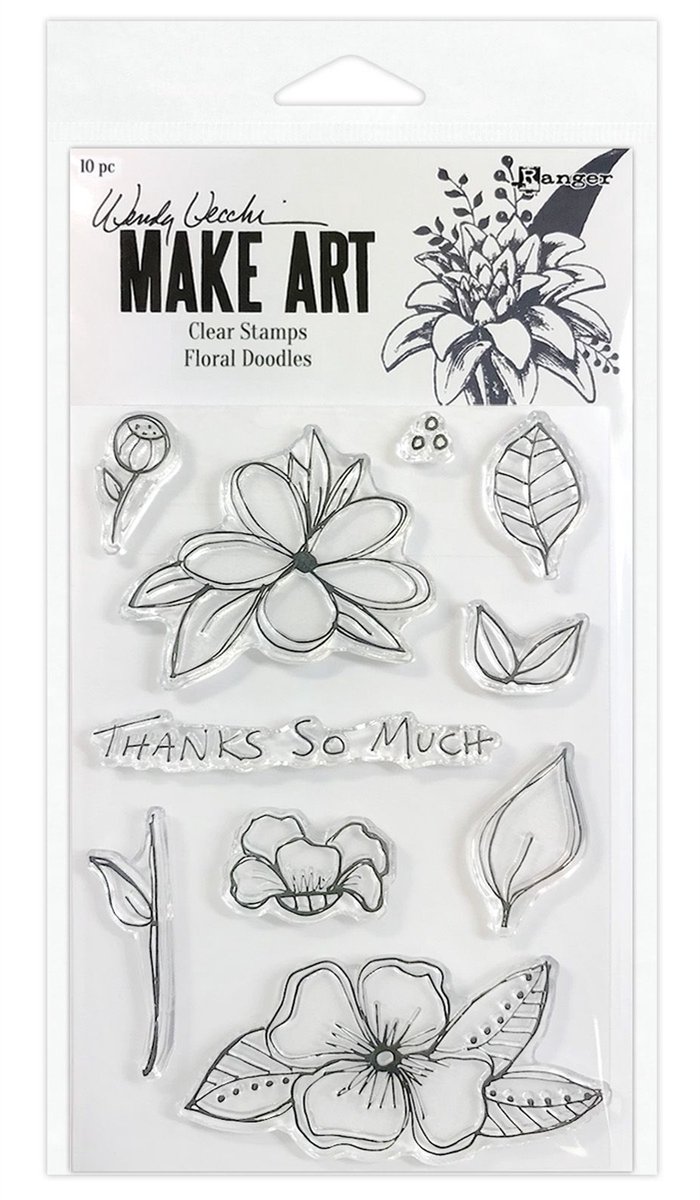 Ranger Wendy Vecchi Make Art Clear Stamp Set Floral Doodle