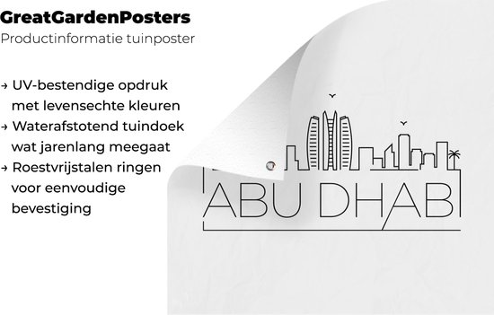 Skyline Abu Dhabi noir sur blanc 100x100 cm