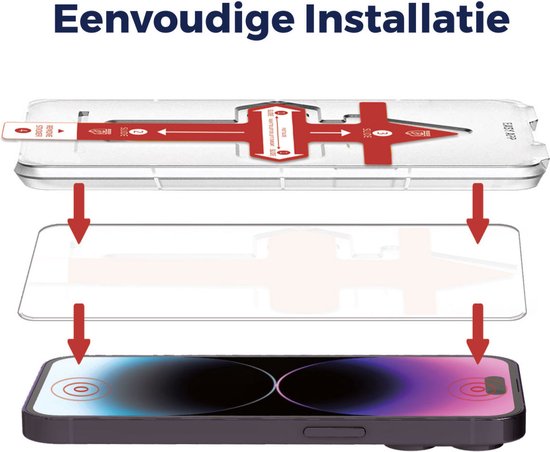 Tempered Glass Rosso Apple iPhone 14 Pro avec Plateau d'Installation