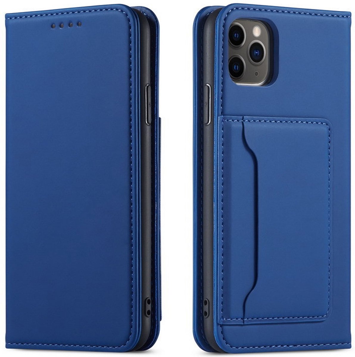 Mobiq - Magnetic Fashion Wallet Case iPhone 14 Pro - blauw