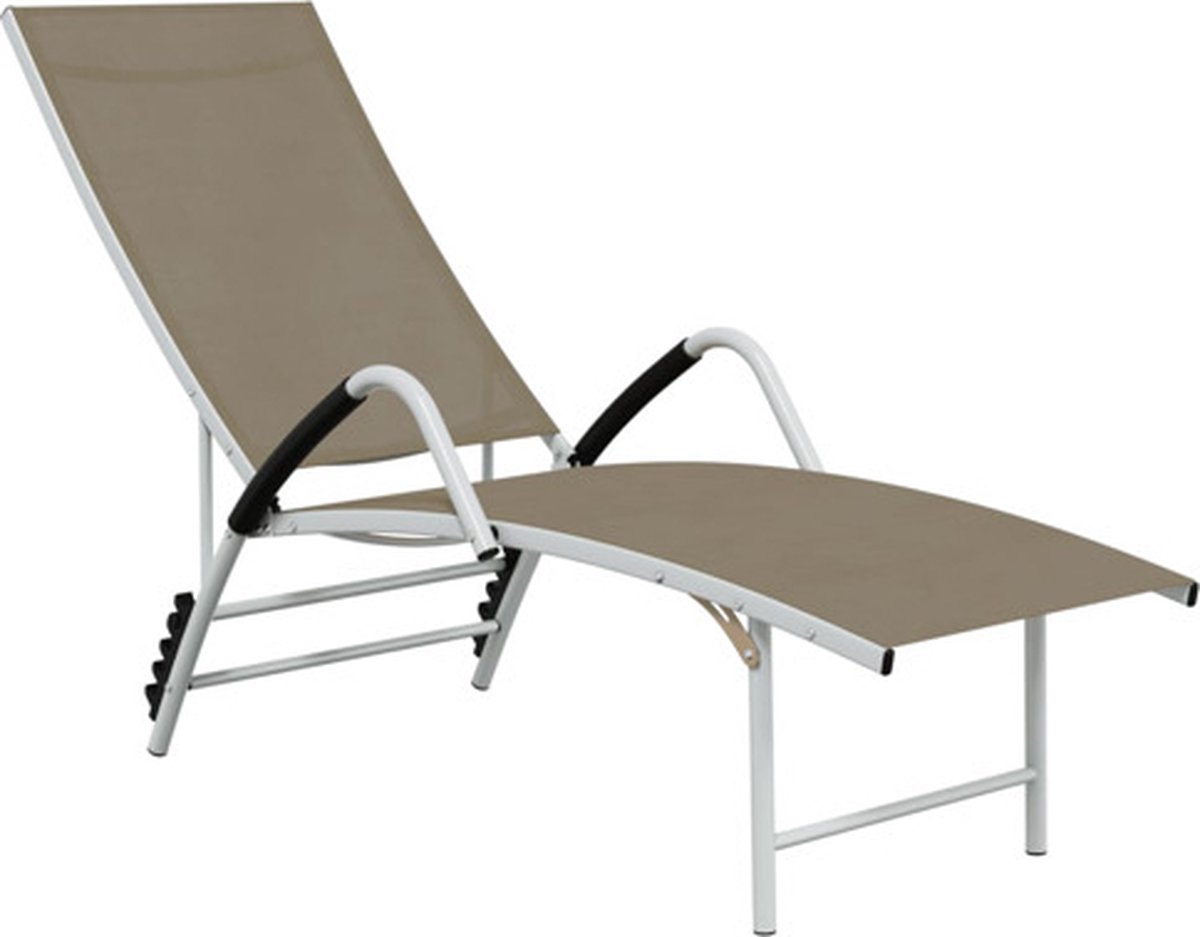 vidaXL - Ligbed - textileen - en - aluminium - taupe