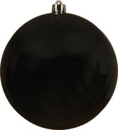 Decoris Boule de Noël Plastique Zwart Brillant dia14cm