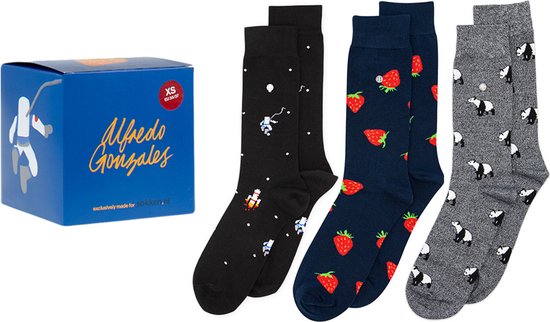 Alfredo Gonzales giftbox 3P sokken astronauts, strawberry & panda multi - 35-37