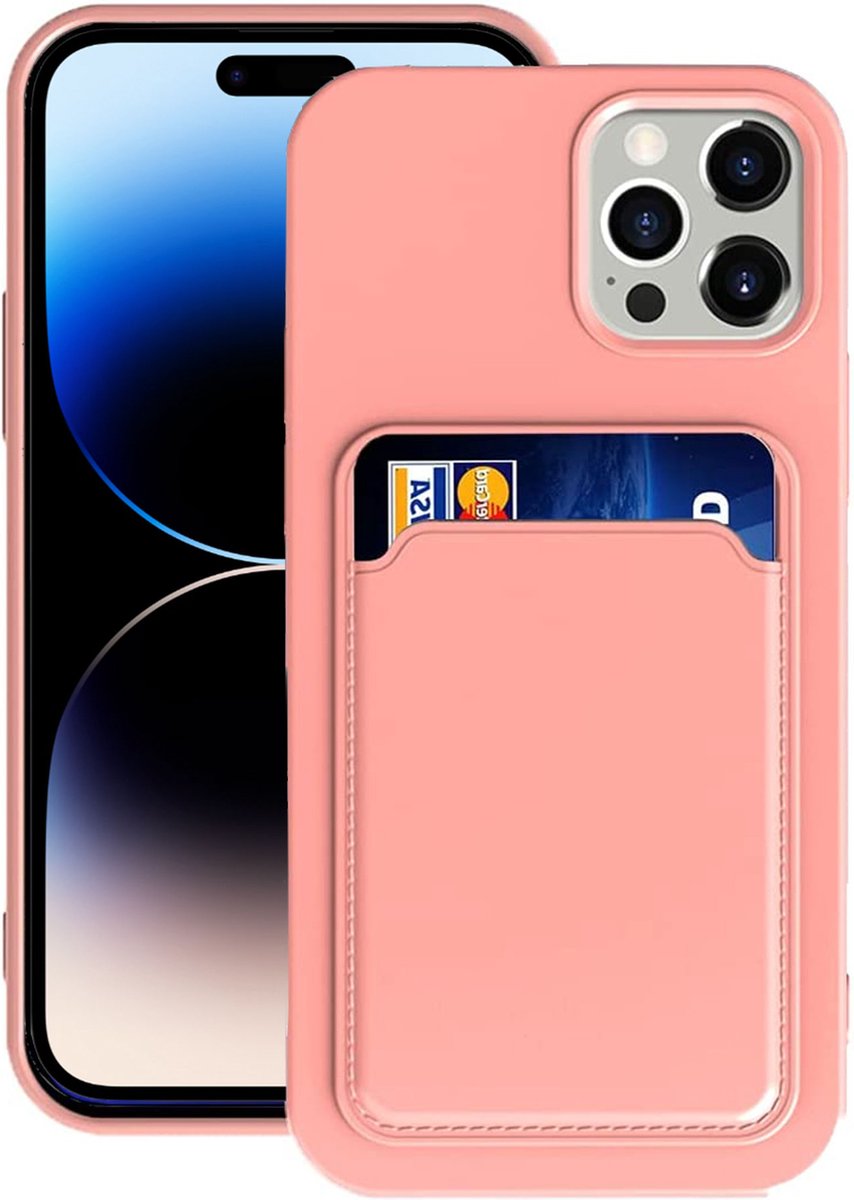 Hoesje Pasjes Houder geschikt voor iPhone 14 Pro - Portemonnee - Kaart houder - Roses