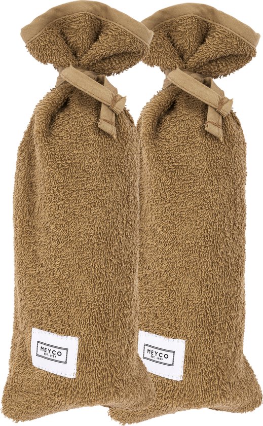 Meyco Baby Uni kruikenzak - 2-pack - badstof - toffee