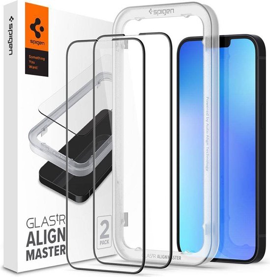 Verre Trempé Spigen Glass tR AlignMaster 2 Pack, FC Black - iPhone