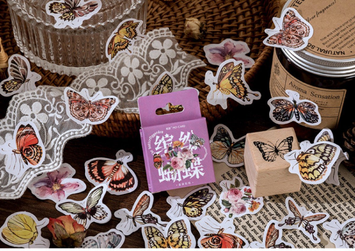 Bullet Journal Stickers – Planner Agenda Stickers – 46 stuks – Bloemen – Botanica – Vlinders – Flowers – Butterfly – Scrapbook stickers – Bujo stickers – Stickers volwassenen en kinderen