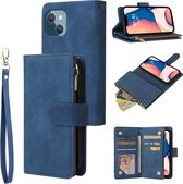 Luxe Telefoonhoesje voor Apple iPhone 14 Plus | Hoogwaardig Leren Bookcase | Lederen Wallet Case | Luxe Uitstraling | Pasjeshouder 6 stuks | Blauw