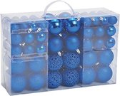 Kerstballen - 100 stuks - blauw - kunststof - glans-mat-glitter - 3-4-6 cm