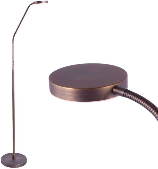 Accu leeslamp / vloerlamp | 1 lichts | 135 cm | brons | metaal | dimbaar | LED | modern design