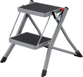 Bol.com sporten ladder vouwladder sportbreedte 20 cm antislip rubber met handvat draagvermogen 150 kg staal grijs en zwart GSL00... aanbieding
