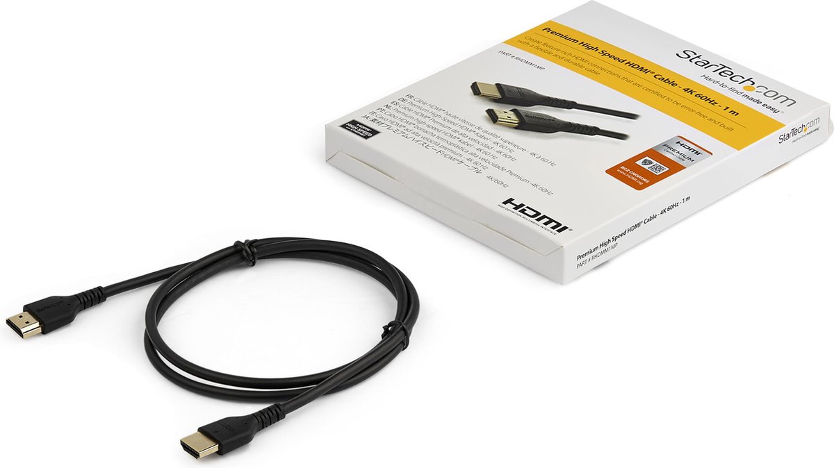 HDMI Cable Startech RHDMM1MP Black 1 m 4K Ultra HD